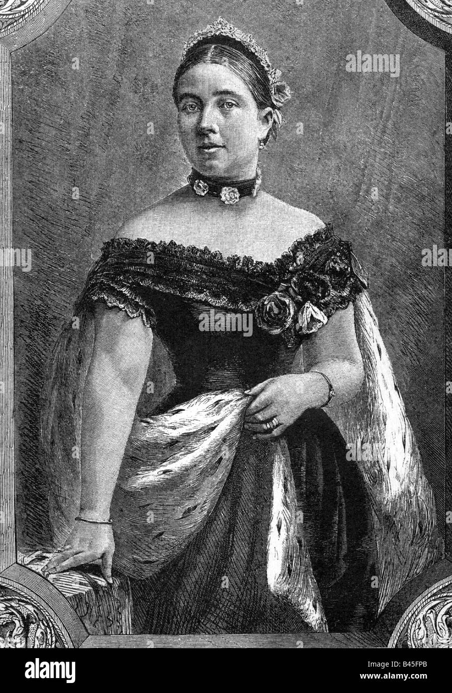 Victoria Adelaide, 21.11.1840 - 5.8. 1901, Empress tedesco 9.3.1888.- 15.6.1888, mezza lunghezza, incisione in legno, circa 1865, , Foto Stock