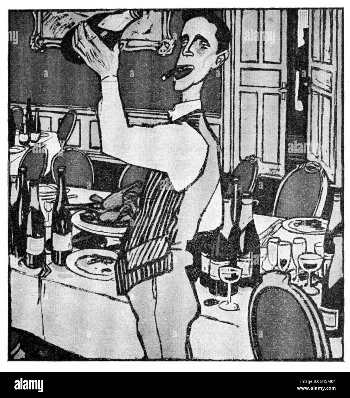 Alfonso XIII, 17.5.1886 - 28.2. 1941, Re di Spagna 17.5.1886 - 14.4.1931, caricatura, disegno di Bruno Paul, 'implicissimus', 1906, Bourbon, politica, Prima Crisi del Marocco, 20th secolo, colonialismo, , Foto Stock