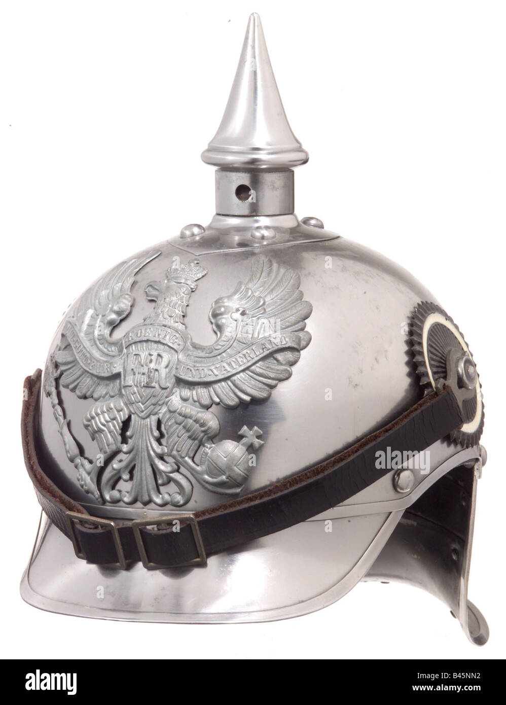 Armi/braccia, bracci di protezione, caschi, casco in pelle per uomini arruolati, cuirassiers tedesco, typ 1915, Pickelhaube, casco con zeppina, cavalleria, Germania, Prussia, , Foto Stock