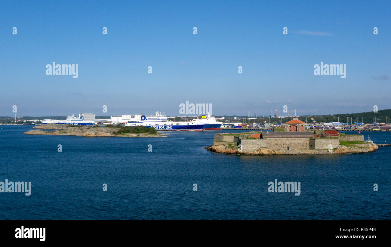 DFDS Tor Line RO RO le navi ormeggiate al porto di Göteborg in Svezia Foto Stock