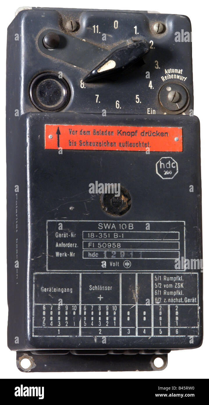 Evento, Seconda guerra mondiale/seconda guerra mondiale, guerra aerea, attrezzatura, Germania, strumenti, bomba caduta scatola di controllo, circa 1939 - 1945, Luftwaffe, Air Force, 20th secolo, , Foto Stock