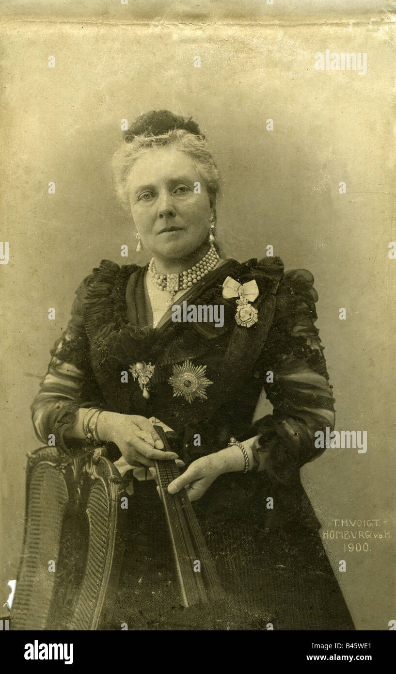 Victoria Adelaide, 21.11.1840 - 5.8. 1901, Empress consort tedesco, 9.3.1888 - 15.6.1888, mezza lunghezza, Bad Homburg, 1900, , Foto Stock