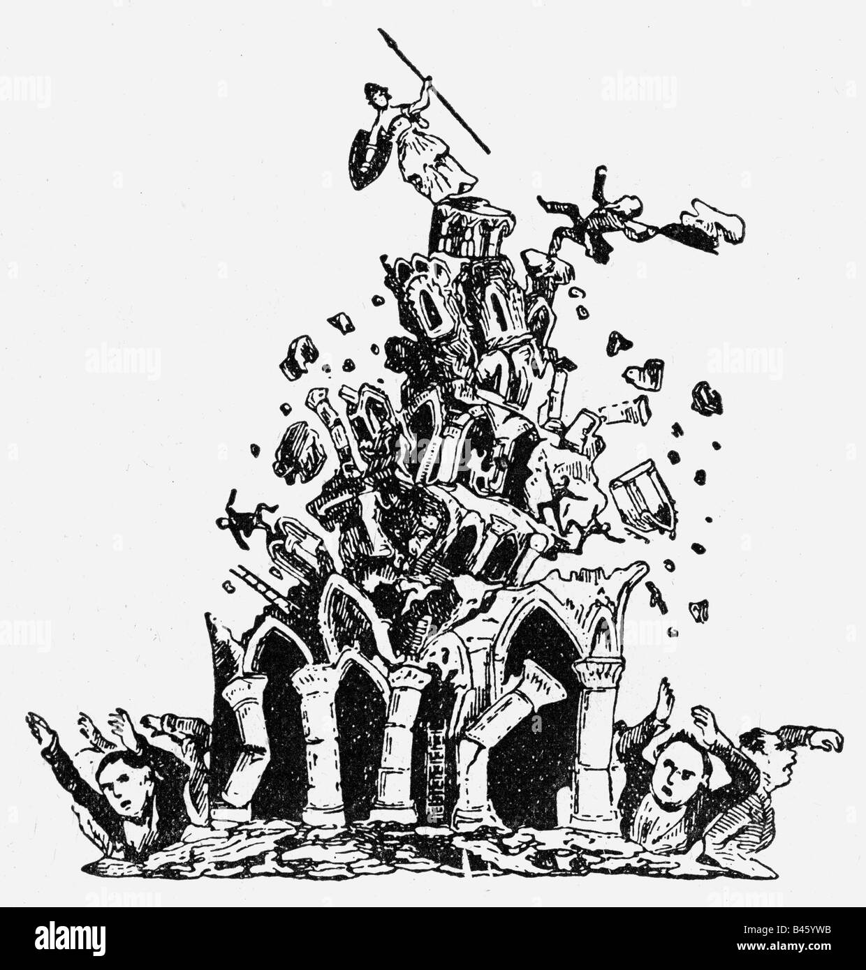 Eventi, rivoluzioni 1848 - 1849, Germania, caricatura, la Germania sta collassando, disegno, 19th secolo, , Foto Stock