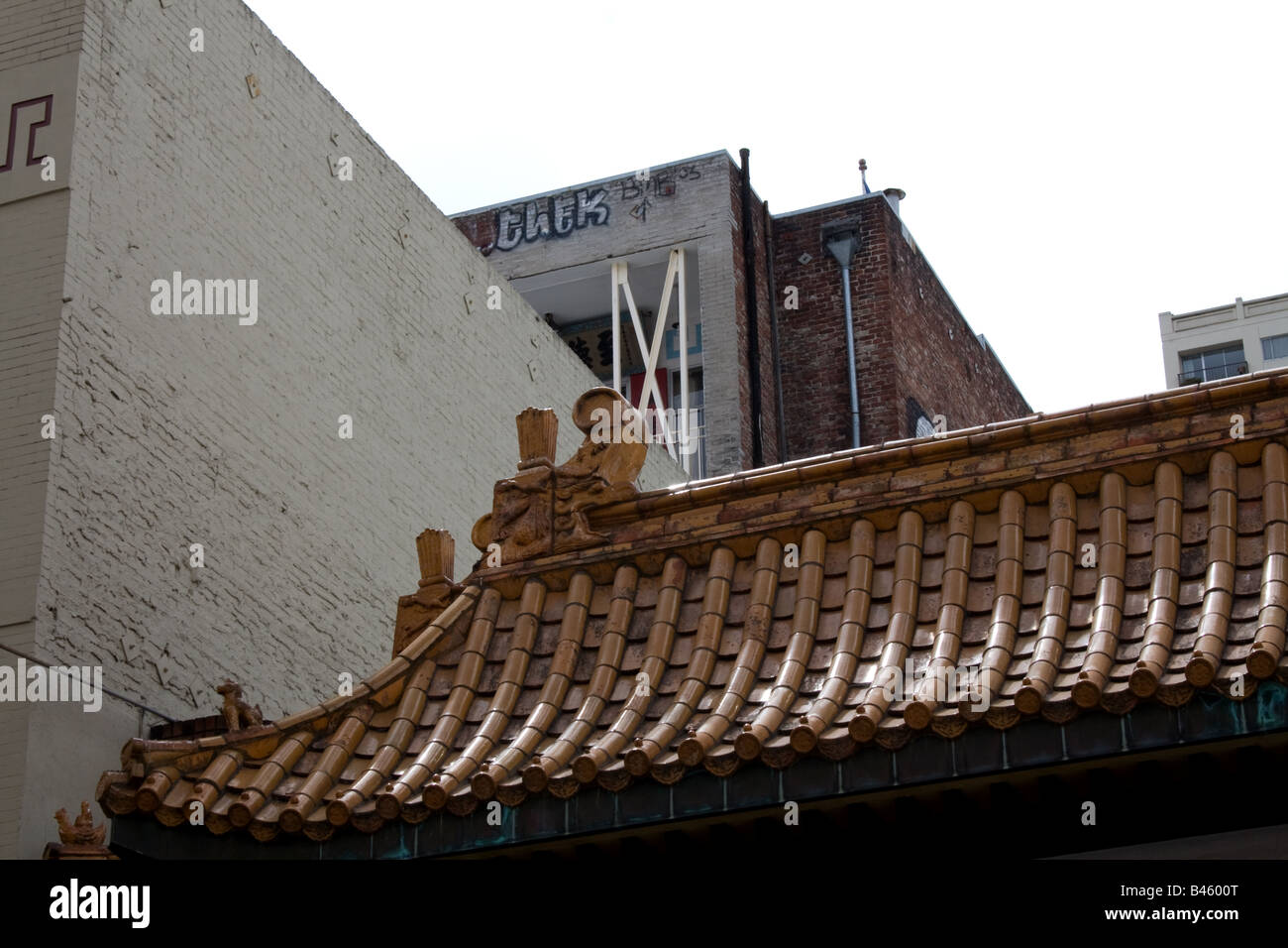 Dettaglio di un edificio nella Chinatown di San Francisco, California Foto Stock