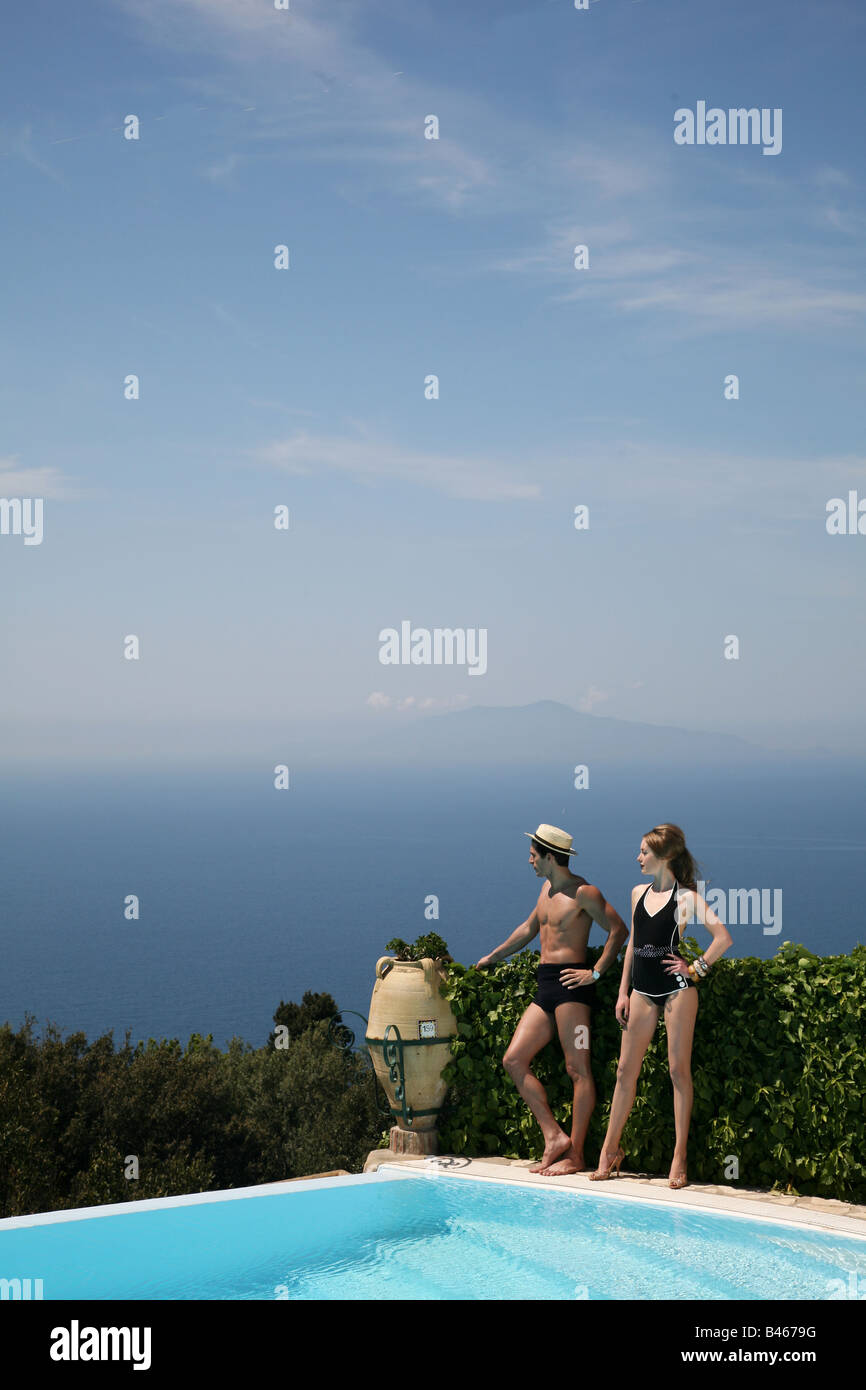 Piscina a sfioro di Caesar Agustus Hotel a Capri Italia Foto Stock