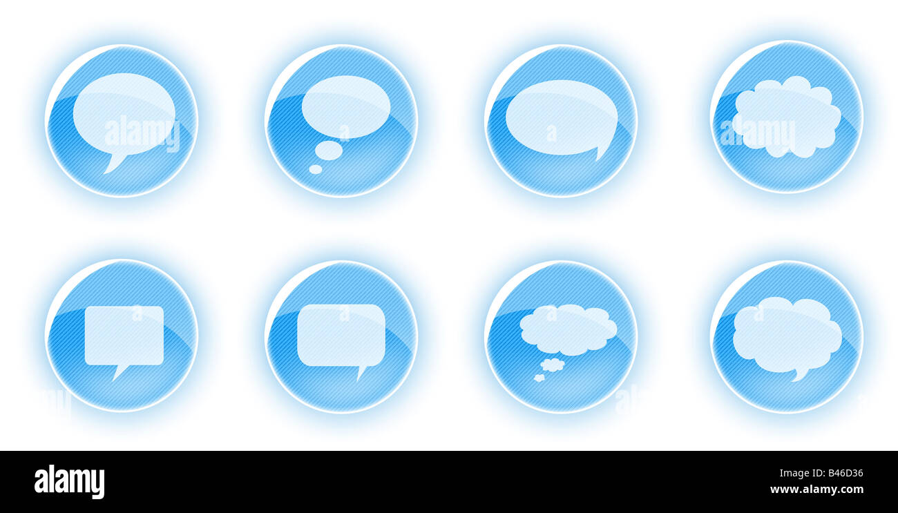 Icone di comunicazione per il web design serie blu Foto Stock