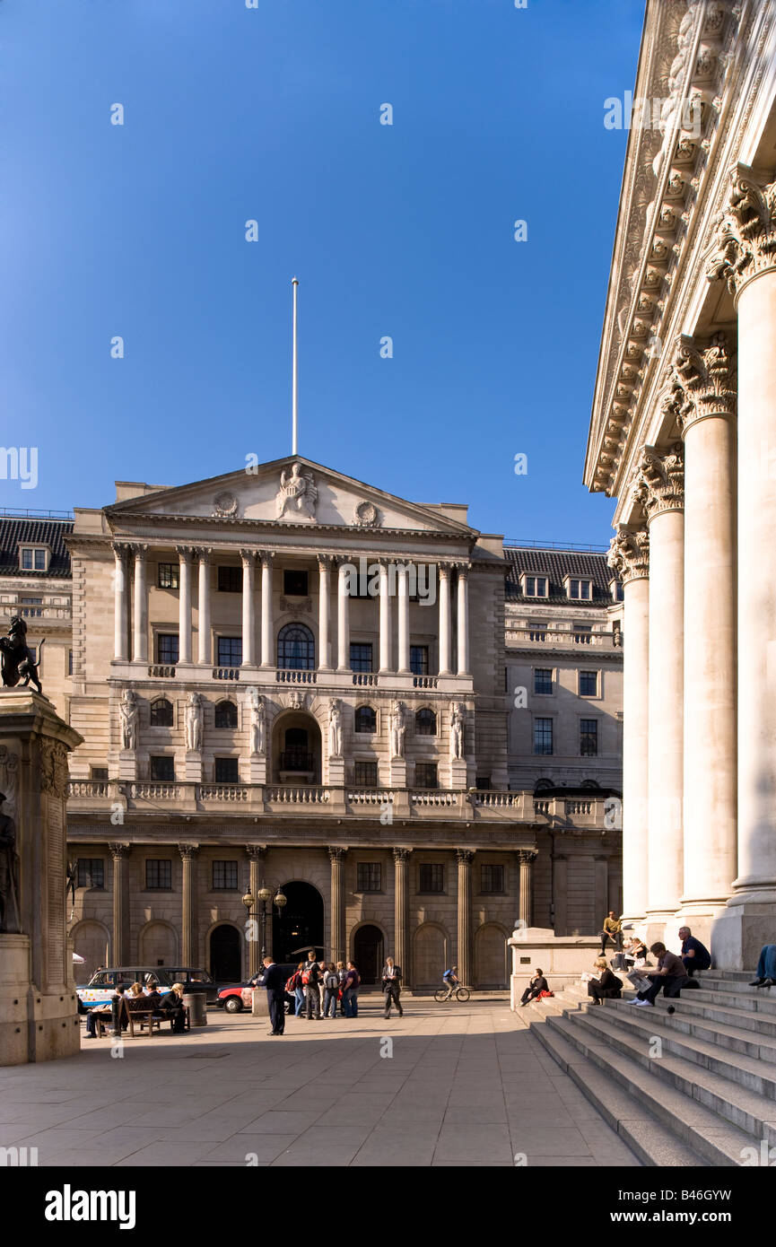 Banca di Inghilterra e Royal Stock Exchange City di Londra London Regno Unito Foto Stock