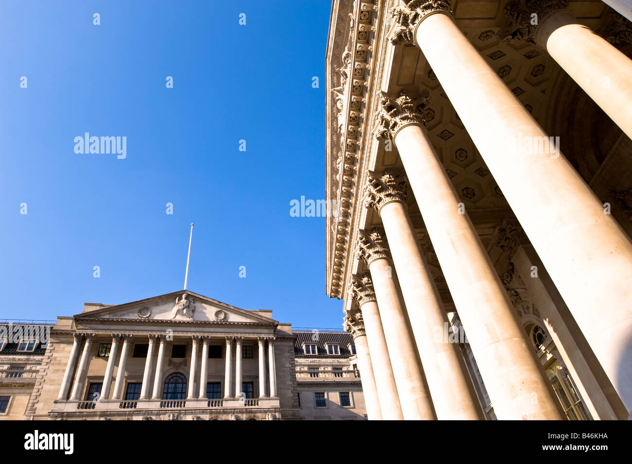 Banca di Inghilterra e Royal Stock Exchange City di Londra London Regno Unito Foto Stock