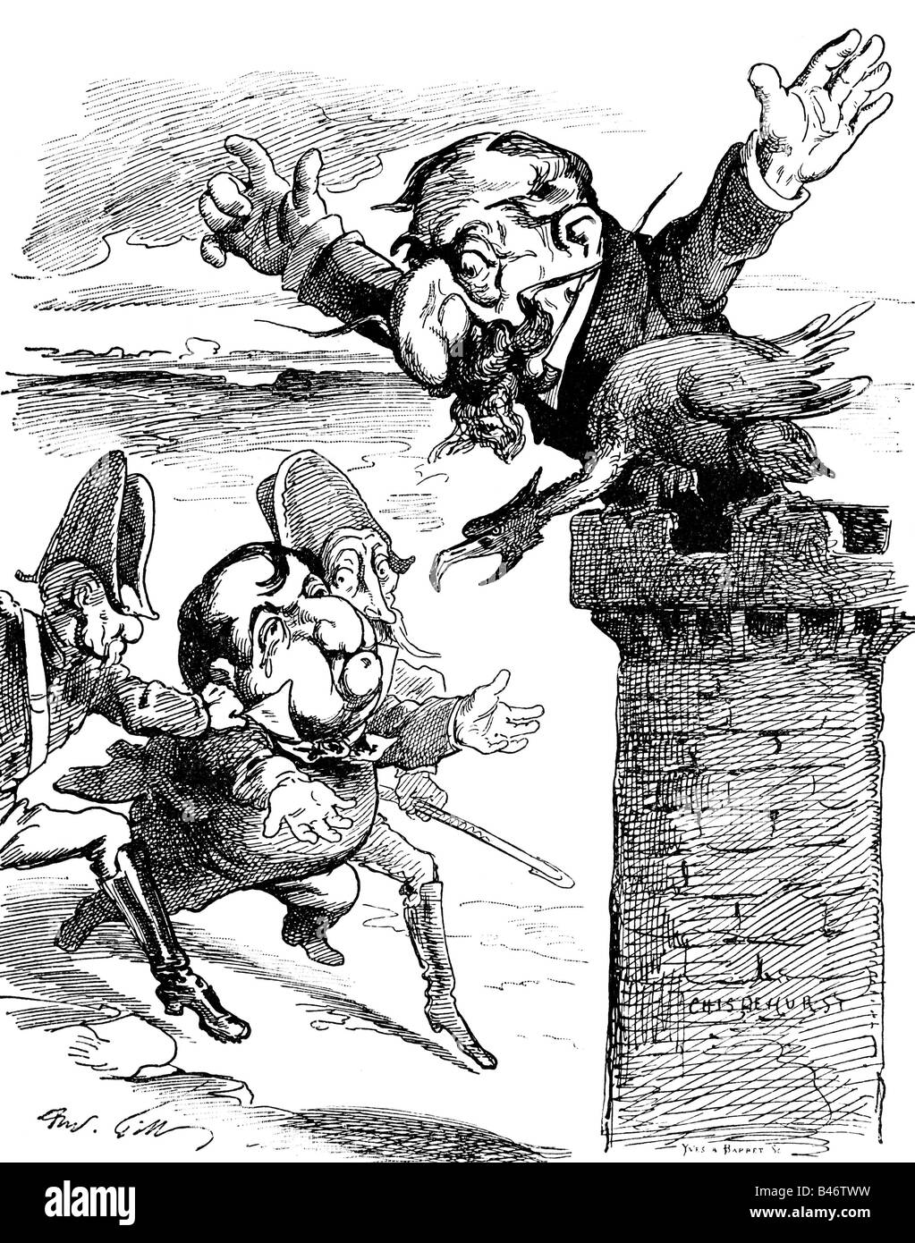 Bonaparte, Napoleone Giuseppe, 9.9.1822 - 17.3.1891, Generale e politico francese, caricatura, 'Pas de Chance!', incisione del legno dopo disegno di Andre Gill, 1872, , Foto Stock