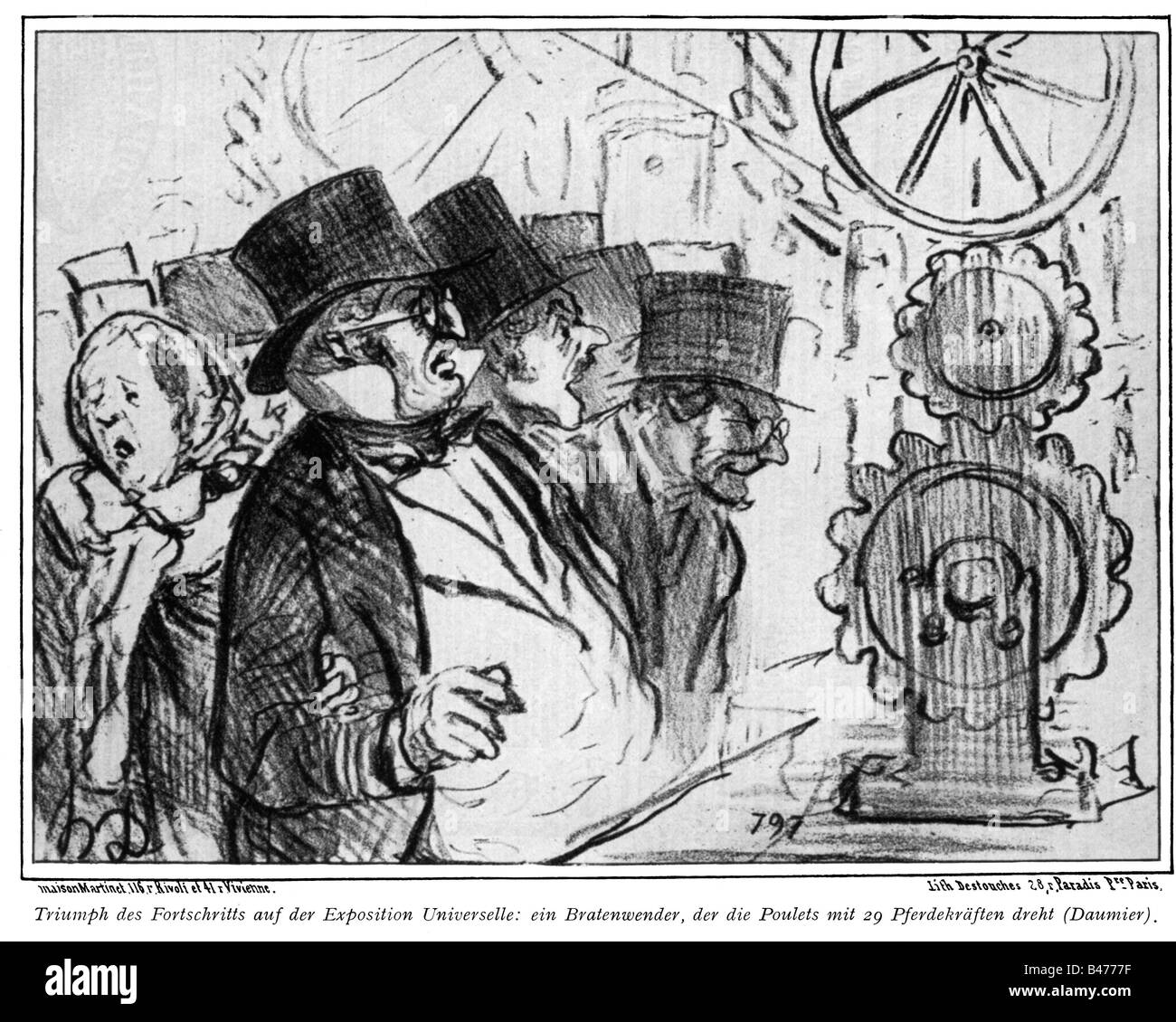 Mostre, esposizione mondiale, Parigi, 1.4.1867 - 31.12.1867, caricatura, turnspit, disegno di Honore Daumier, 1867, 19th secolo, esposizione Universelle, Expo, Francia internazionale, 2nd Impero, storico, storico, tecnico, persone, visitatori, Foto Stock