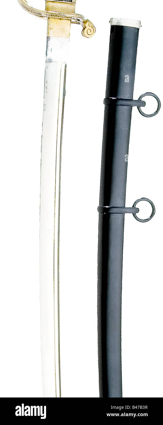 Zhang Zongchang, Signore della guerra cinese (1881 - 1932), una presentazione sciabola una lama pesante, leggermente curva, profonda più piena su entrambi i lati e linea di tempra incisa. Leggera colorazione. Sul lato opposto del ricasso è riportata un'iscrizione rossa a presentazione intarsiata, composta da quattro caratteri (circa: 'Un dono di Zhang Zongchang'). Rilievo in ottone dorato con motivo giapponese lavorato in rilievo. Rivestimento per presa a pelle affilata con involucro in filo di ottone. Backplate con una testa di leoni pommel. Doratura indossata. Scabbard in ferro laccato nero con due anelli di sospensione mobili (eventualmente laccati lat, Foto Stock