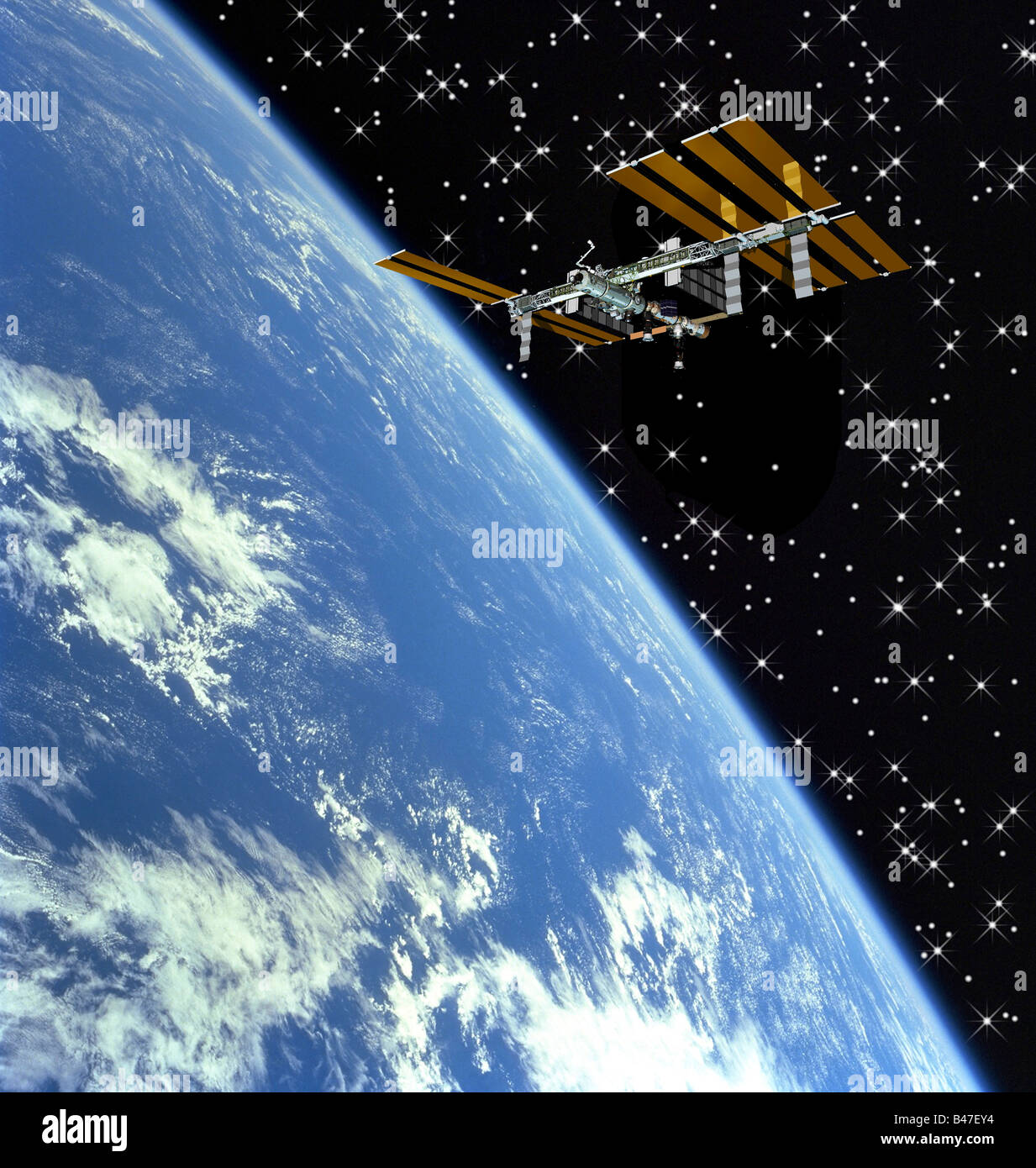 La Stazione Spaziale Internazionale (ISS) volando sopra la terra Foto Stock