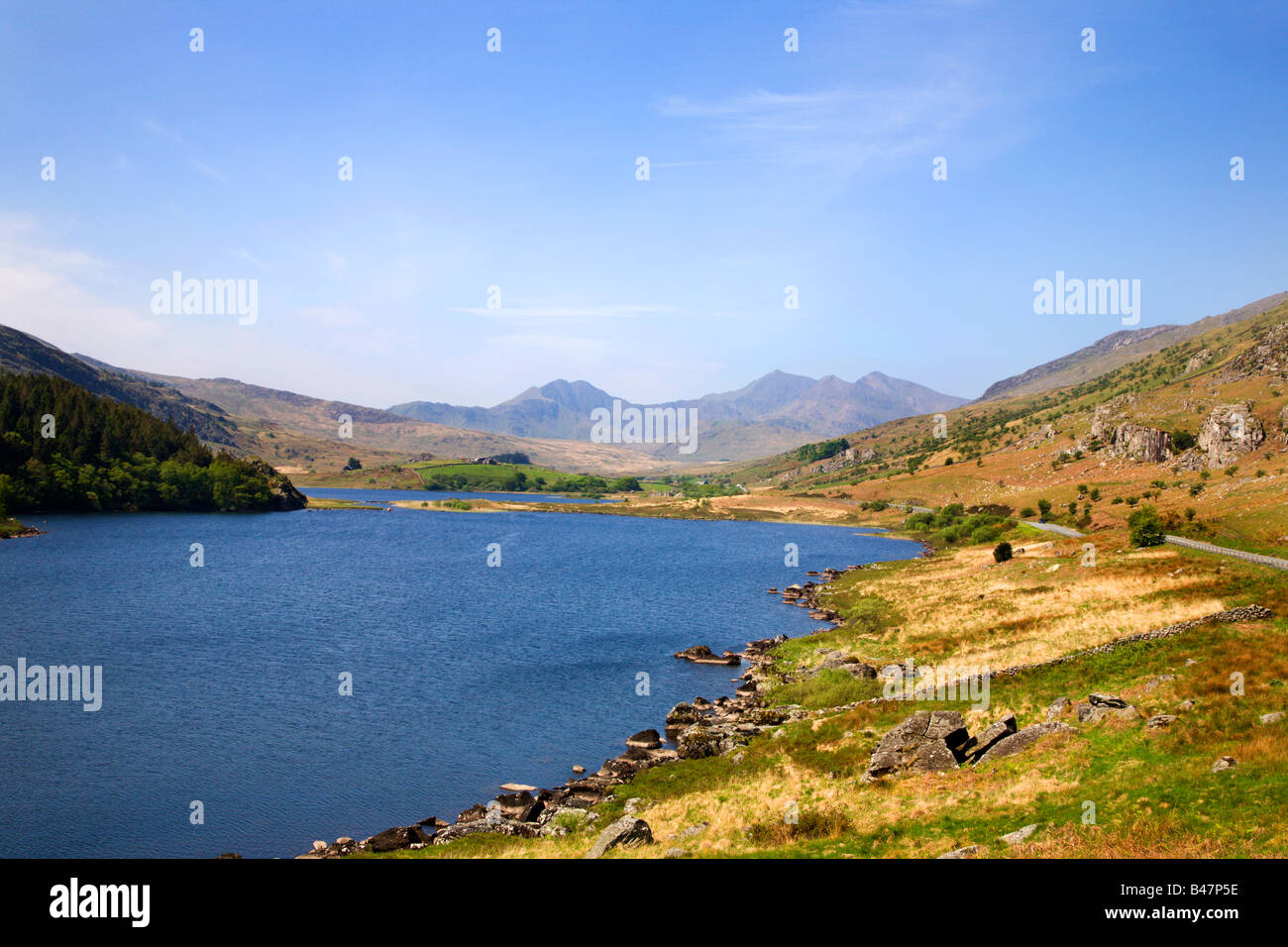 Snowdon Horseshoe da Llynnau Mymbyr Snowdonia nel Galles Foto Stock