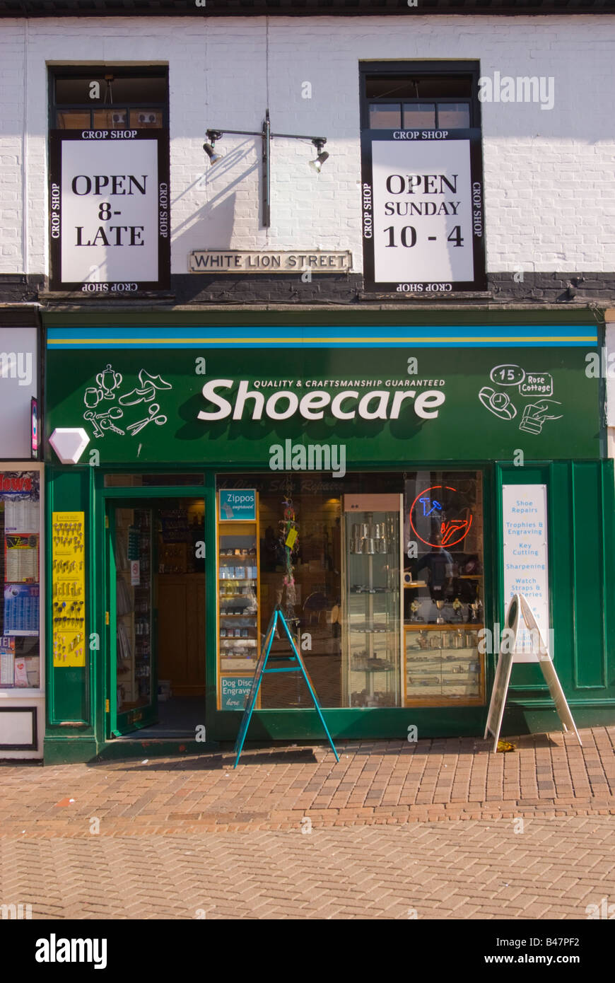 Shoecare riparatori a Norwich, Norfolk, Regno Unito Foto Stock