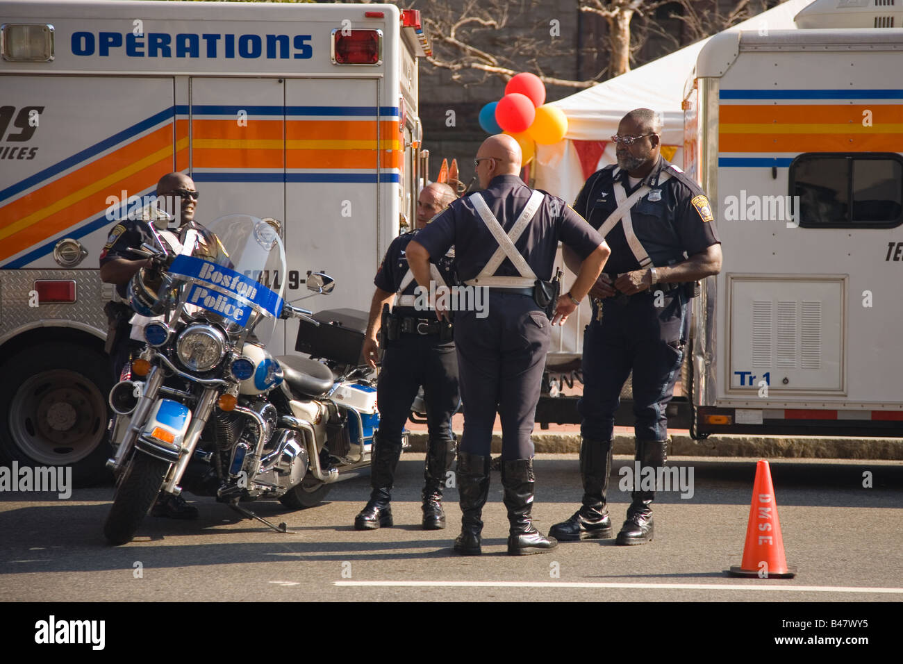La polizia di pattuglia di Boston, Massachusetts Foto Stock
