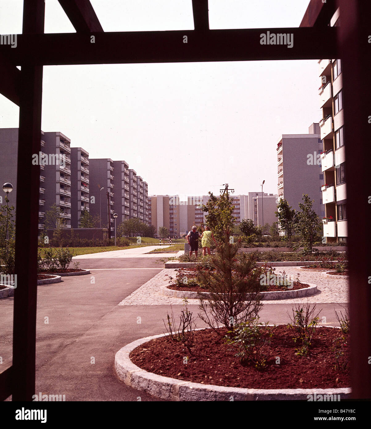 Geografia / viaggio, Germania, Baviera, Monaco, distretto, Neuperlach, città satellite, costruito 1967 - 1992, grattacielo, edificio, architettura, architettura, piantagione, arround 1970, grattacieli, Foto Stock