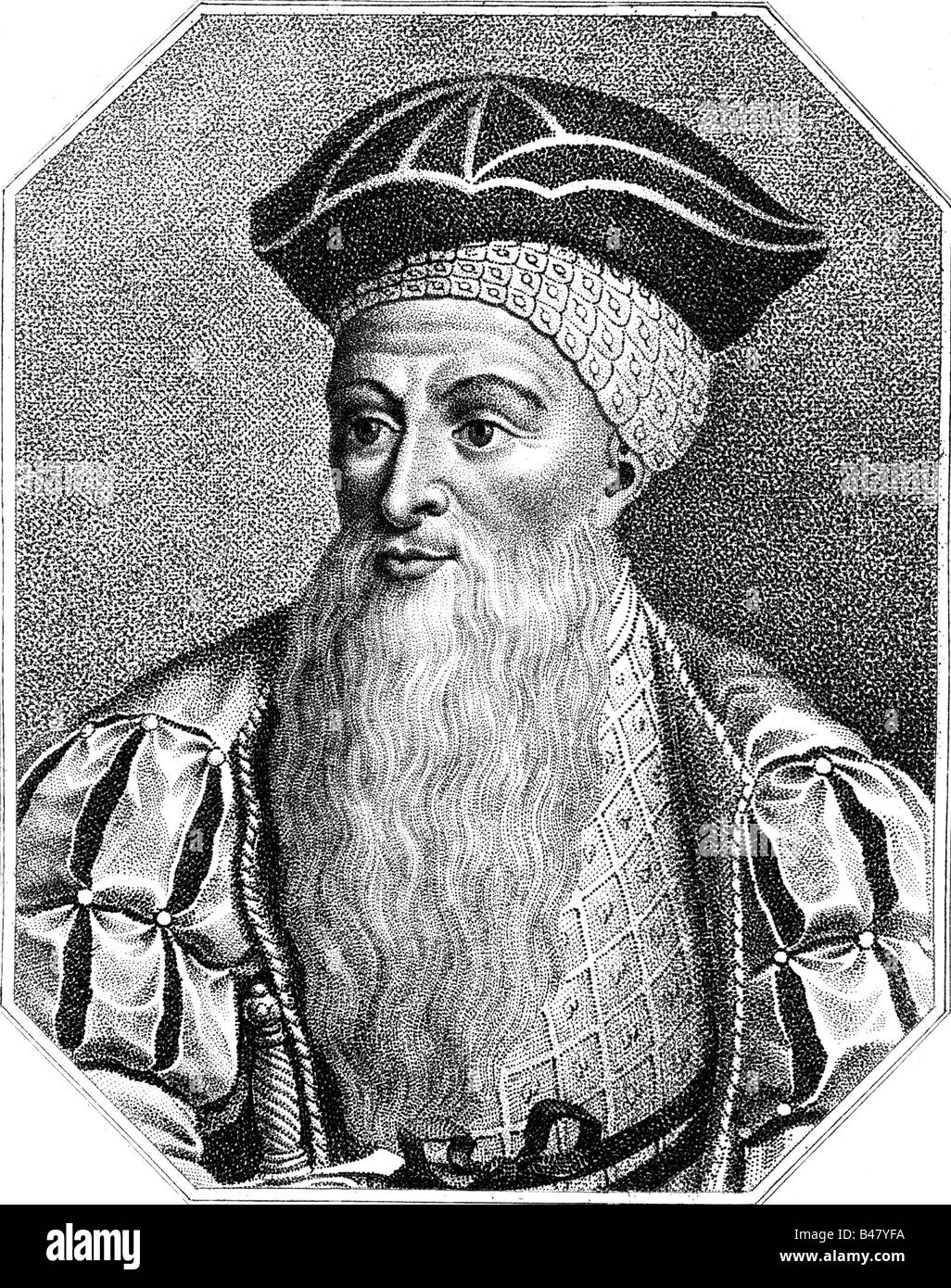 Albuquerque, Alfonso de, 1452 - 16.12.1515, esploratore portoghese, ritratto, pittura storica, acciaio incisione di Rossmäsler, secolo XIX, artista del diritto d'autore non deve essere cancellata Foto Stock