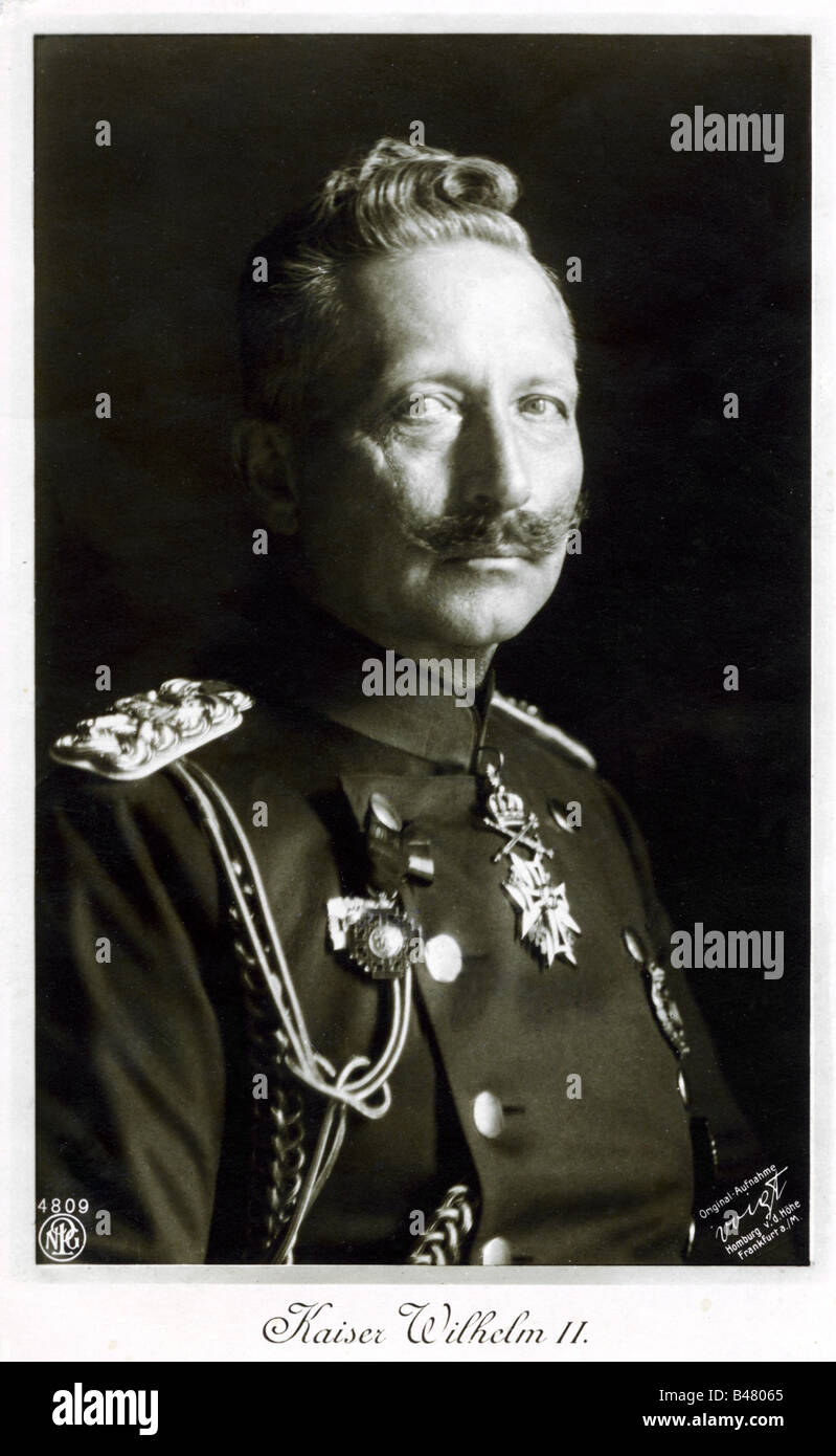 Guglielmo II, 27.1.1859 - 4.6.1941, imperatore tedesco 15.6.1888 - 9.11.1918, ritratto, cartolina militare, 1915, , Foto Stock