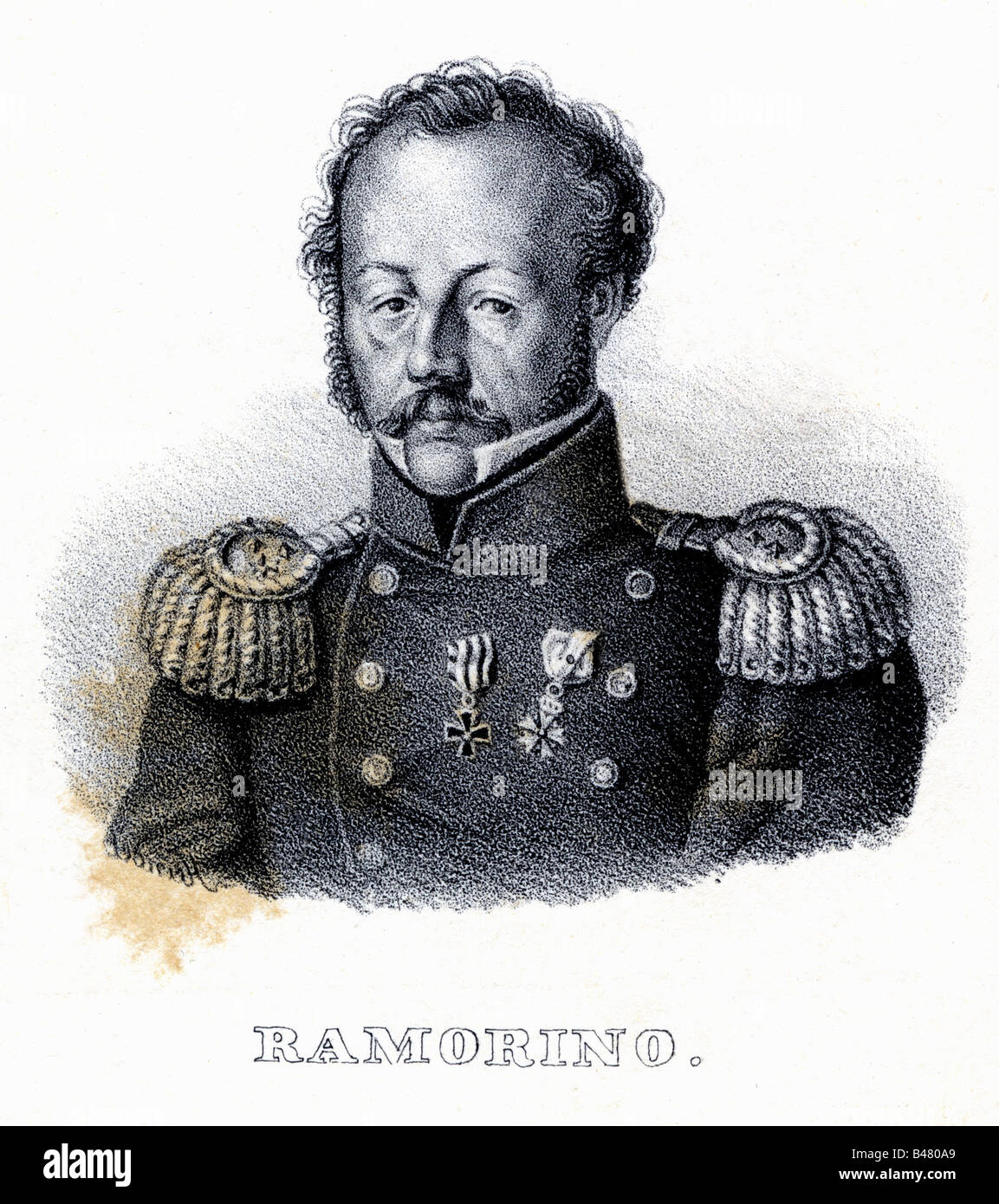 Ramorino, Girolamo, 1792 - 22.5.1849, Italiano generale, ritratto, litografia, Italia, 19th secolo, Foto Stock