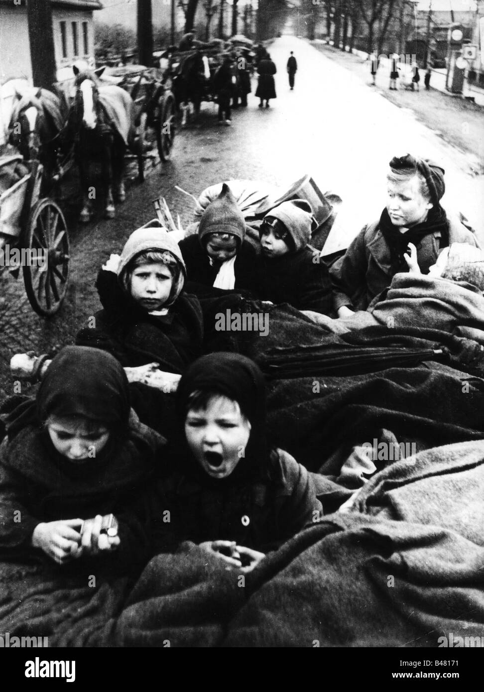 Eventi, Seconda guerra mondiale / seconda guerra mondiale, rifugiati, espulsione di tedeschi, trekking profughi nella Germania orientale, 1945, Foto Stock