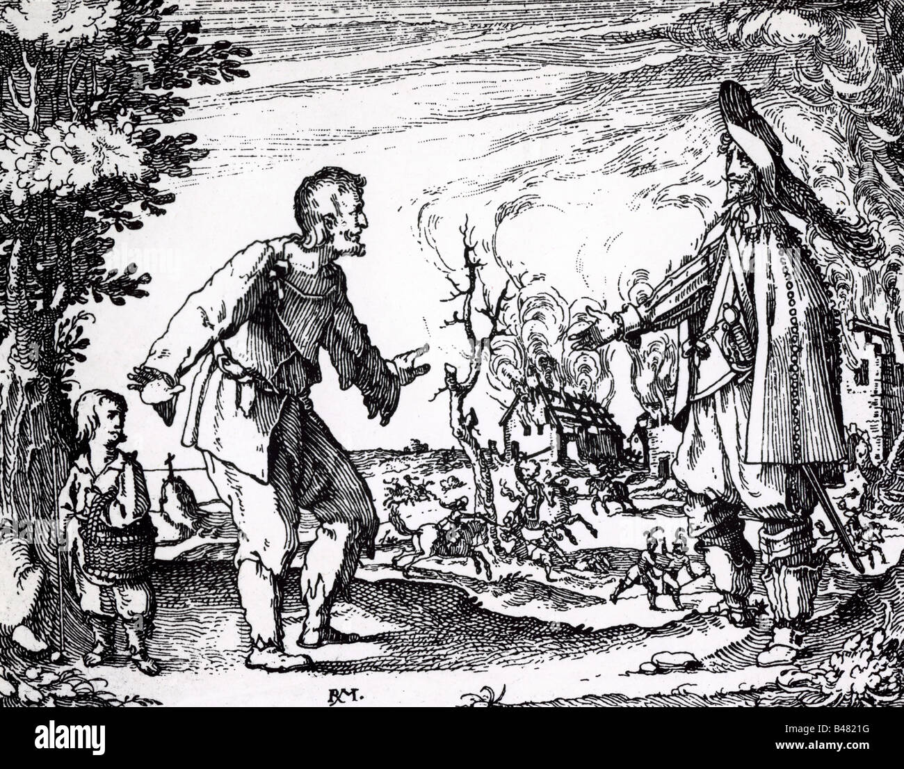 Eventi, Guerra Dei Trent'Anni 1618 - 1648, miseria/avversità, saccheggi soldati, incisione di Rudolph Meyer, 1630/1635, Foto Stock
