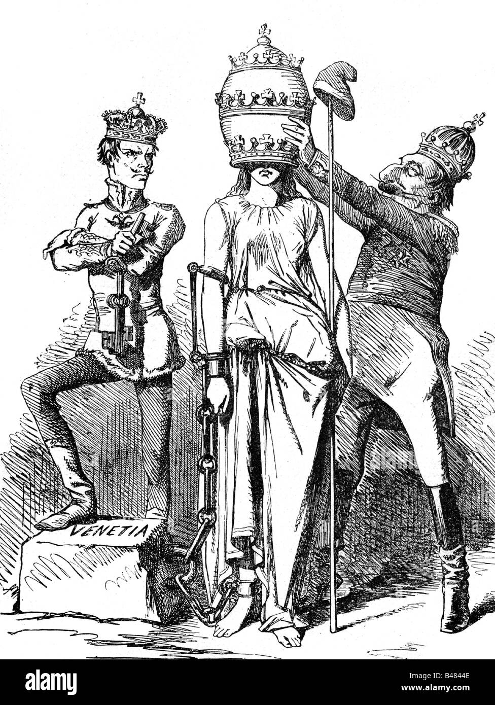 Geografia / viaggio, politica, risorgimento, caricatura, 'l'Italia libera', incisione del legno dopo disegno, 'Punch', Londra, 1860, , Foto Stock