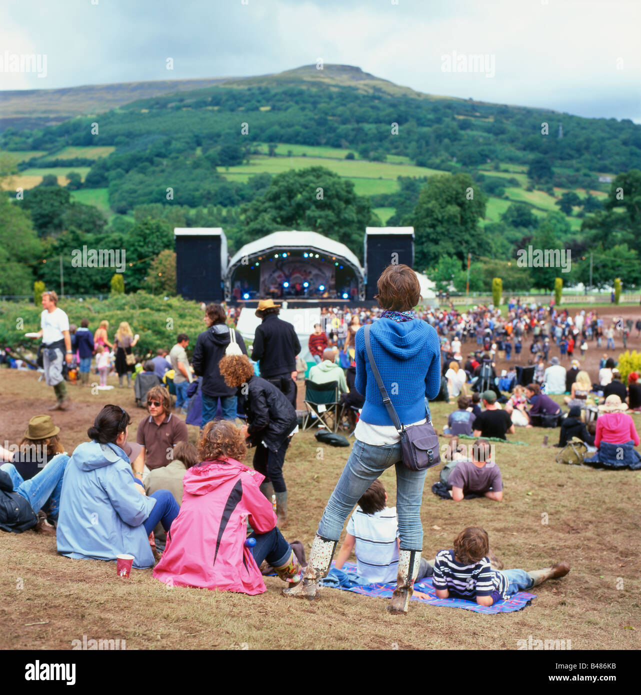 Vista del Green Man Festival presso Glanusk vicino a Crickhowell vicino a Abergavenny Wales UK KATHY DEWITT Foto Stock