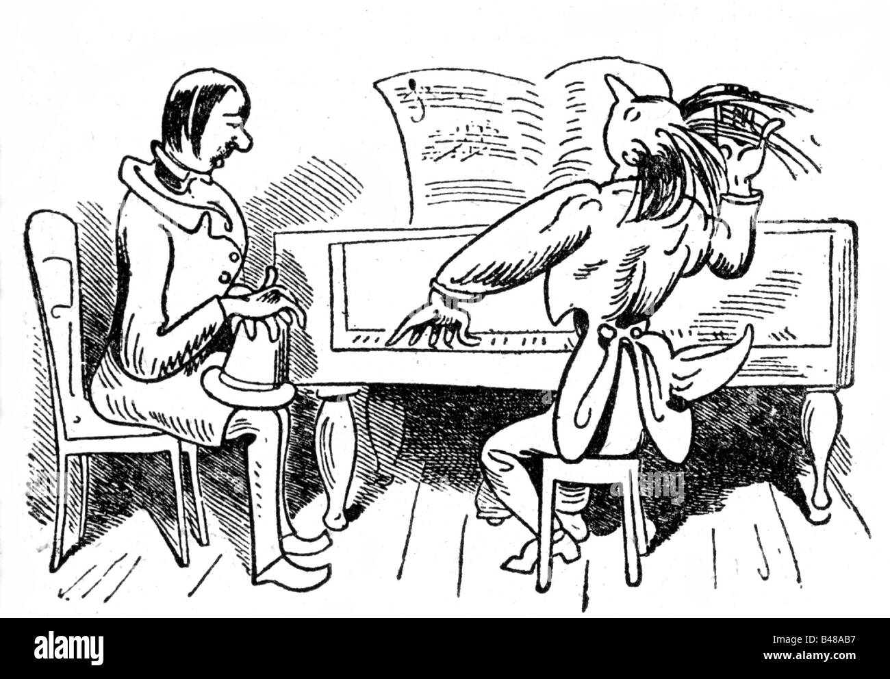 Busch, Wilhelm, 15.4.1832 - 9.1.1908, pittore tedesco e cassetto, lavoro, sequenza, tempi al piano forte, immagine 2: Introduzione, artista del diritto d'autore non deve essere cancellata Foto Stock