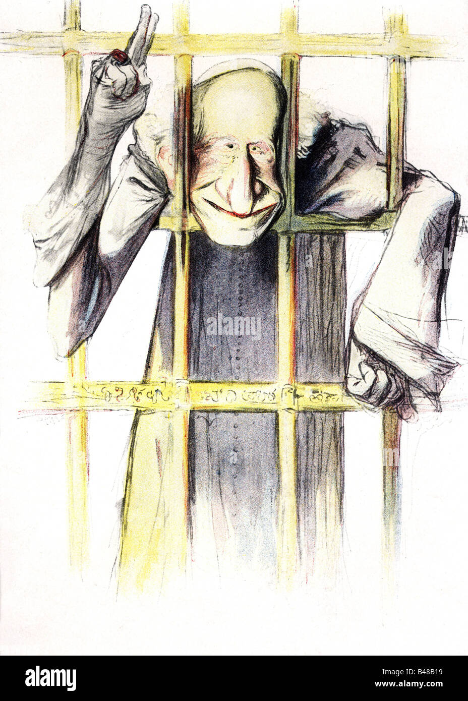 Leone XIII (Vincenzo Gioacchino Pecci) 2.3.1810 - 20.6.1903, Papa 20.2.1878 - 20.6.1903, caricatura, "sua Santità Leone III Re di Roma", disegno di Jean Veber, Francia, 19th secolo, , Foto Stock