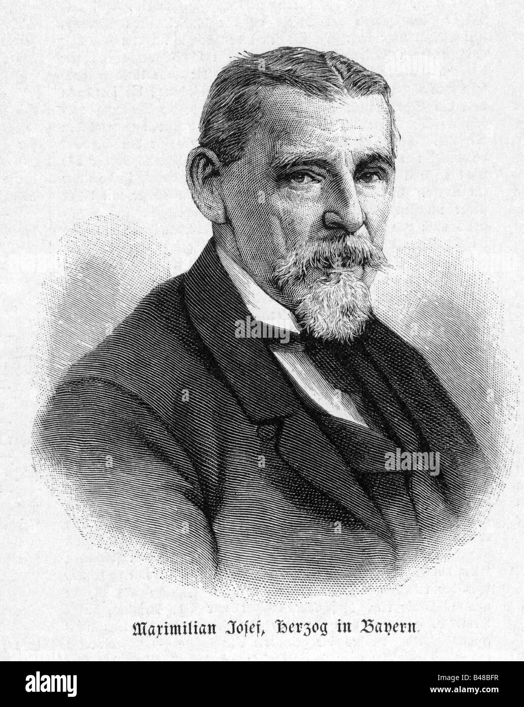 Massimiliano Giuseppe, 4.12.1808 - 15.11.1888, Duca in Baviera, ritratto, età avanzata, incisione in legno, circa 1880, , Foto Stock