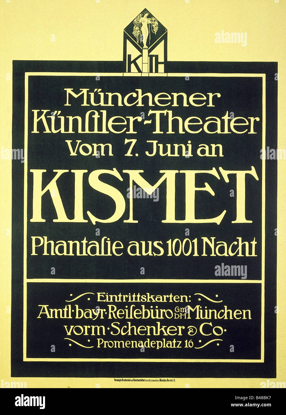 Teatro/teatro, poster, poster per 'Kismet', Künstlertheater Monaco di Baviera, circa 1910, pubblicità, Baviera, Germania, cultura, 20th secolo, , Foto Stock