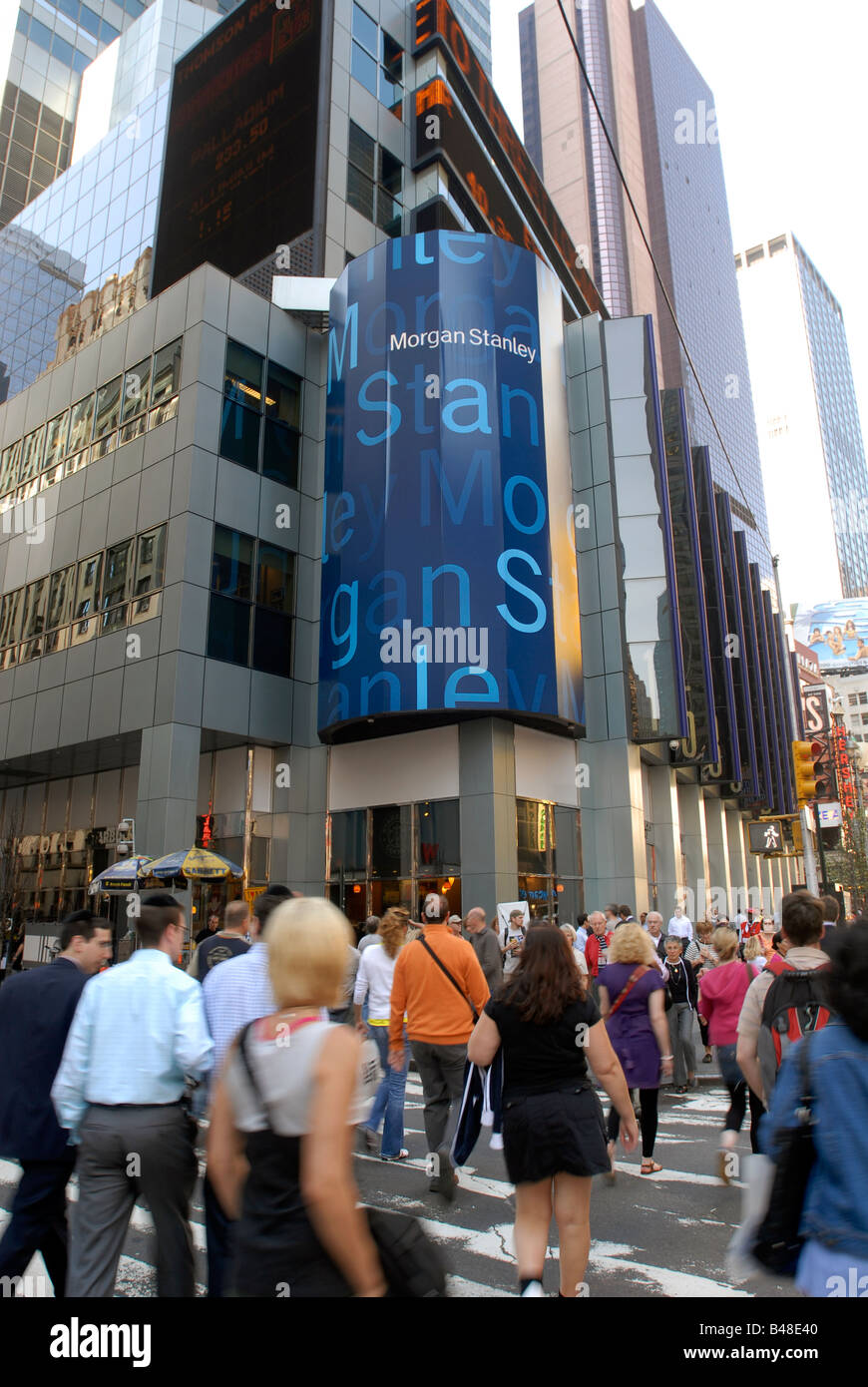 Morgan Stanley sede in Times Square a New York Foto Stock