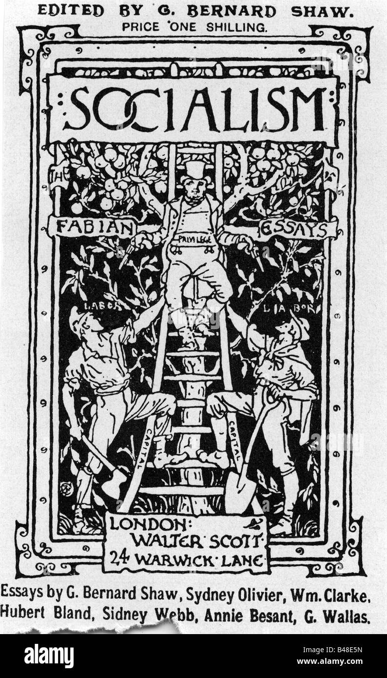Geografia, Gran Bretagna, Fabian Society, 'Fabian Essays', editore, George Bernard Shaw, Londra, 1889, titolo, di Walter Crane, letteratura, , Foto Stock
