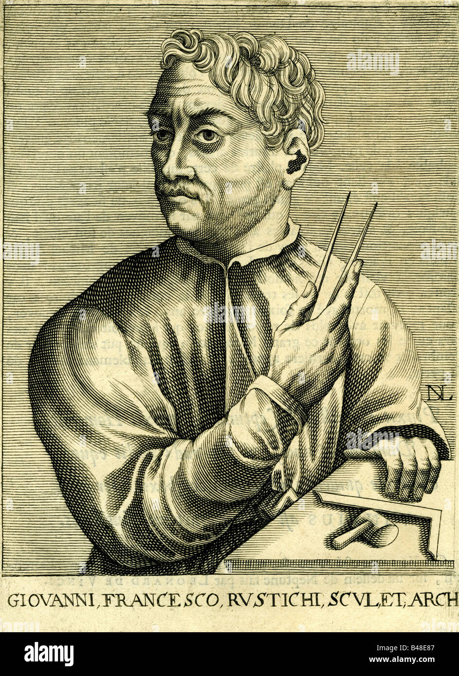 Rustici, Giovanni Francesco, 1474 - 1554, Italiano, scultore, incisione da Nicholas de Larmessin (1640 - 1725), secolo XVII, artista del diritto d'autore non deve essere cancellata Foto Stock