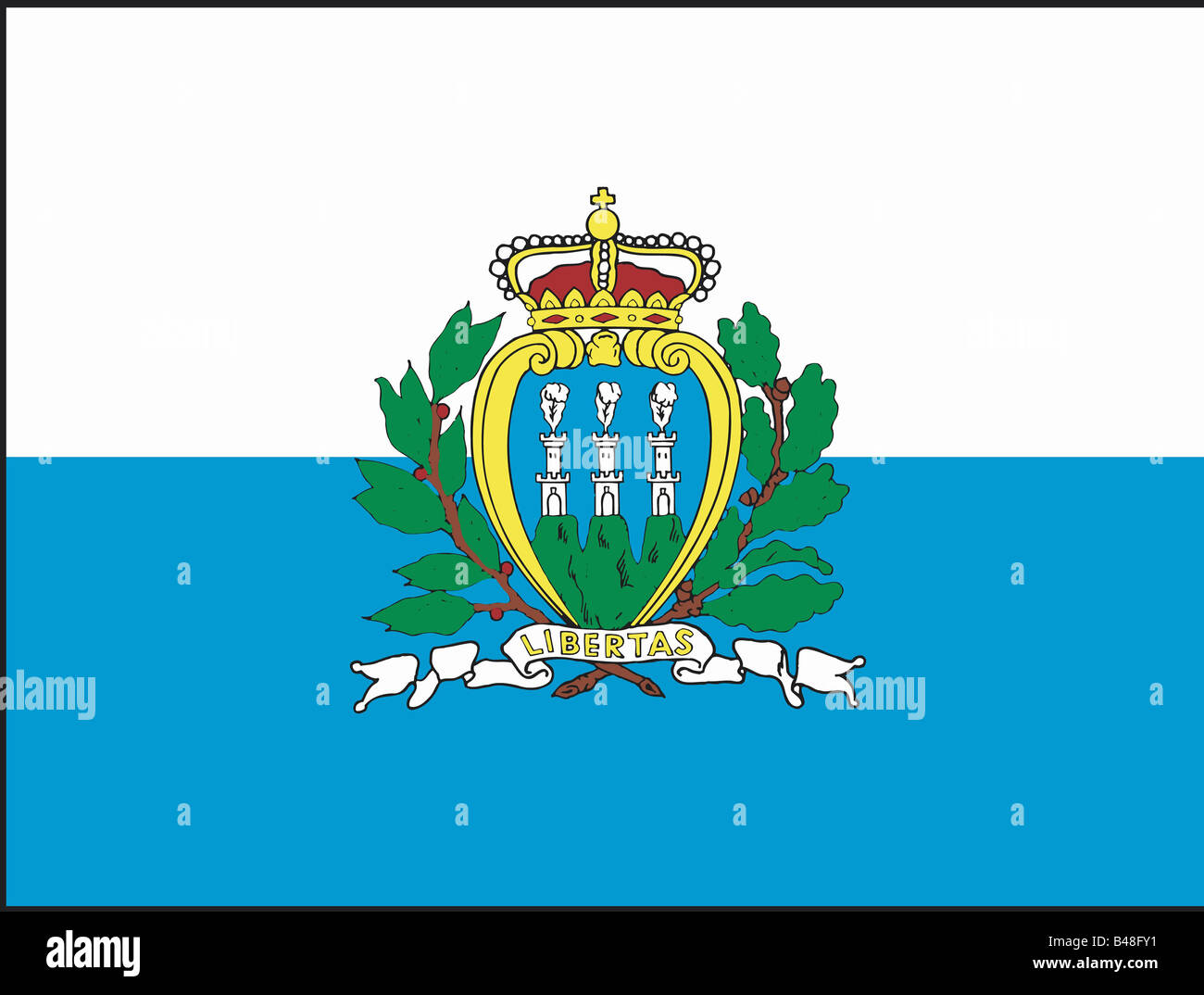 Araldica, emblema, San Marino, bandiera nazionale, introdotto: 6.4.1862, Additional-Rights-Clearance-Info-Not-Available Foto Stock