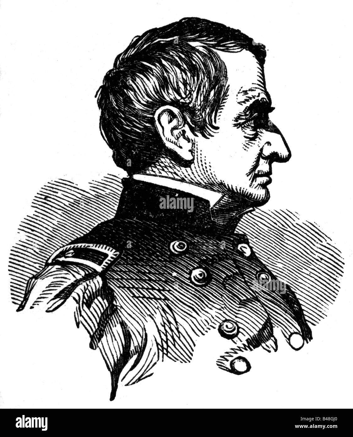 Anderson, Robert, 14.6.1805 - 26.10.1871, General americano, ritratto, faccia laterale, incisione, 19th secolo, Foto Stock