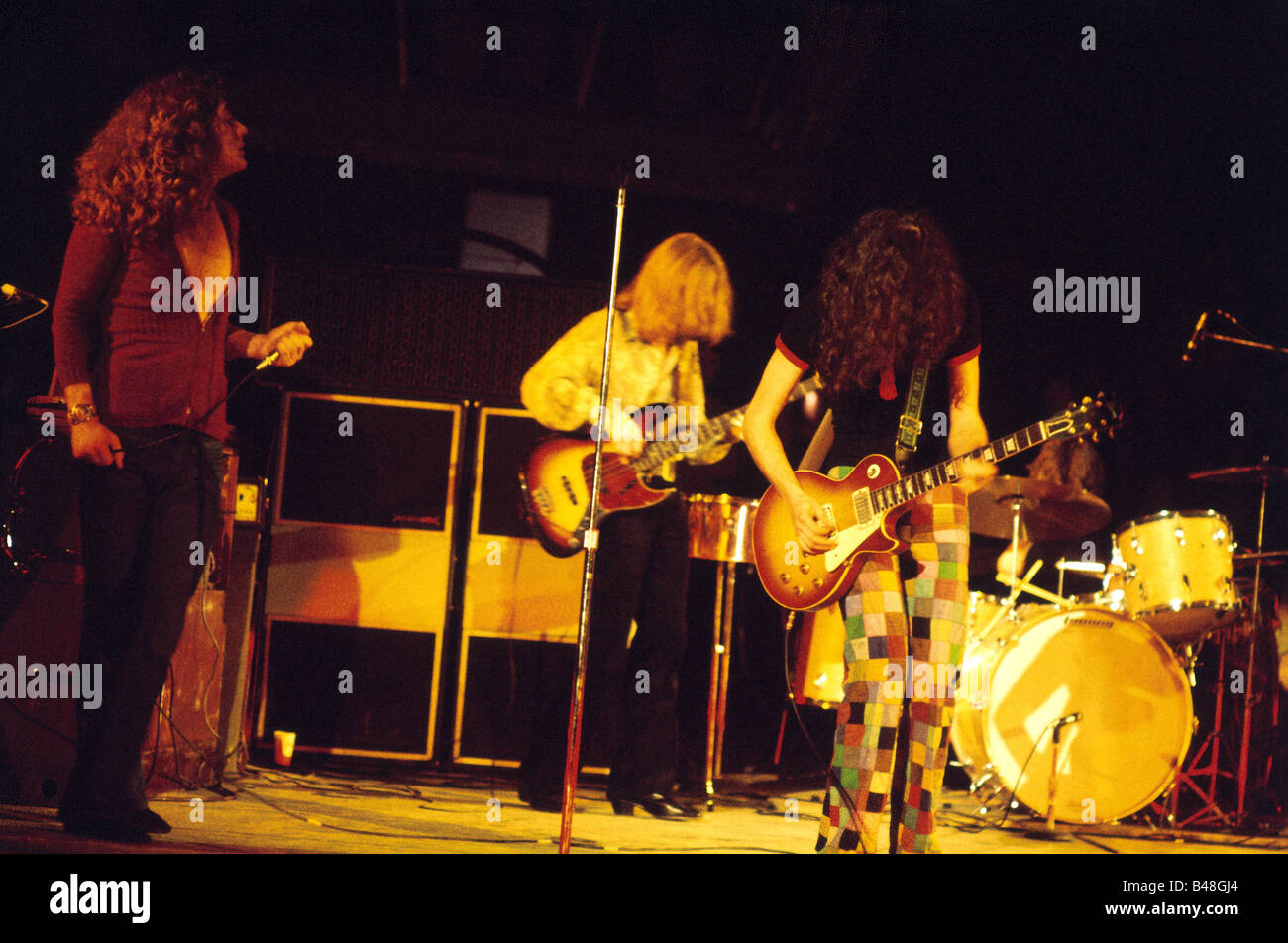 Led Zeppelin, Rock Band Inglese, 1968 - 1980, Jimmy Page, Robert Plant, Paul John Jones E John Bonham, Performance, Olympiahalle, Monaco, Germania, 1970s, Foto Stock