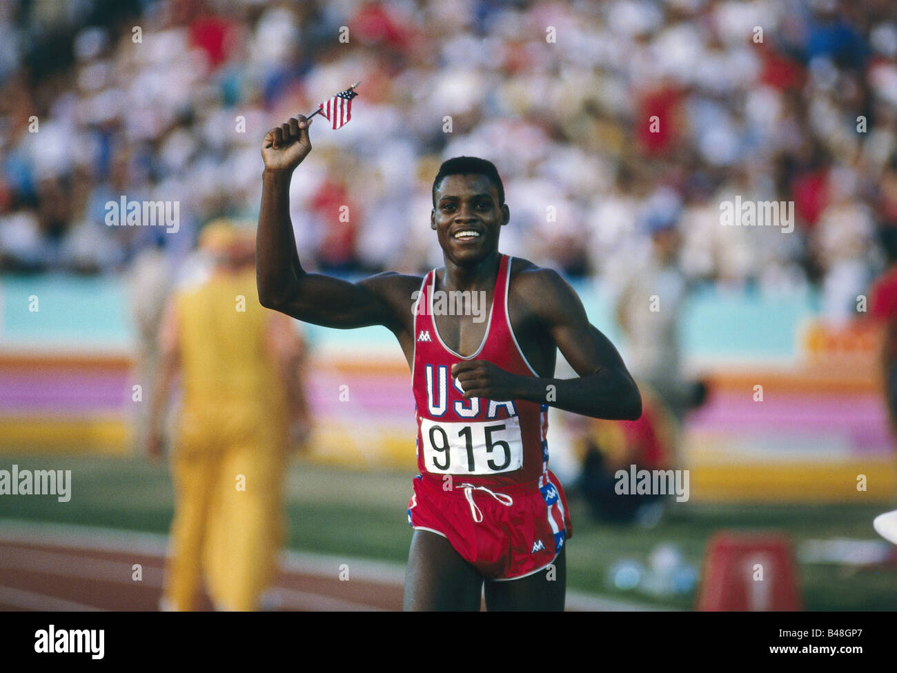 Lewis, Frederick Carlton 'Carl', * 1.7.1961, atleta americano, atletica leggera, mezza lunghezza, Giochi olimpici, Los Angeles, 1984, , Foto Stock