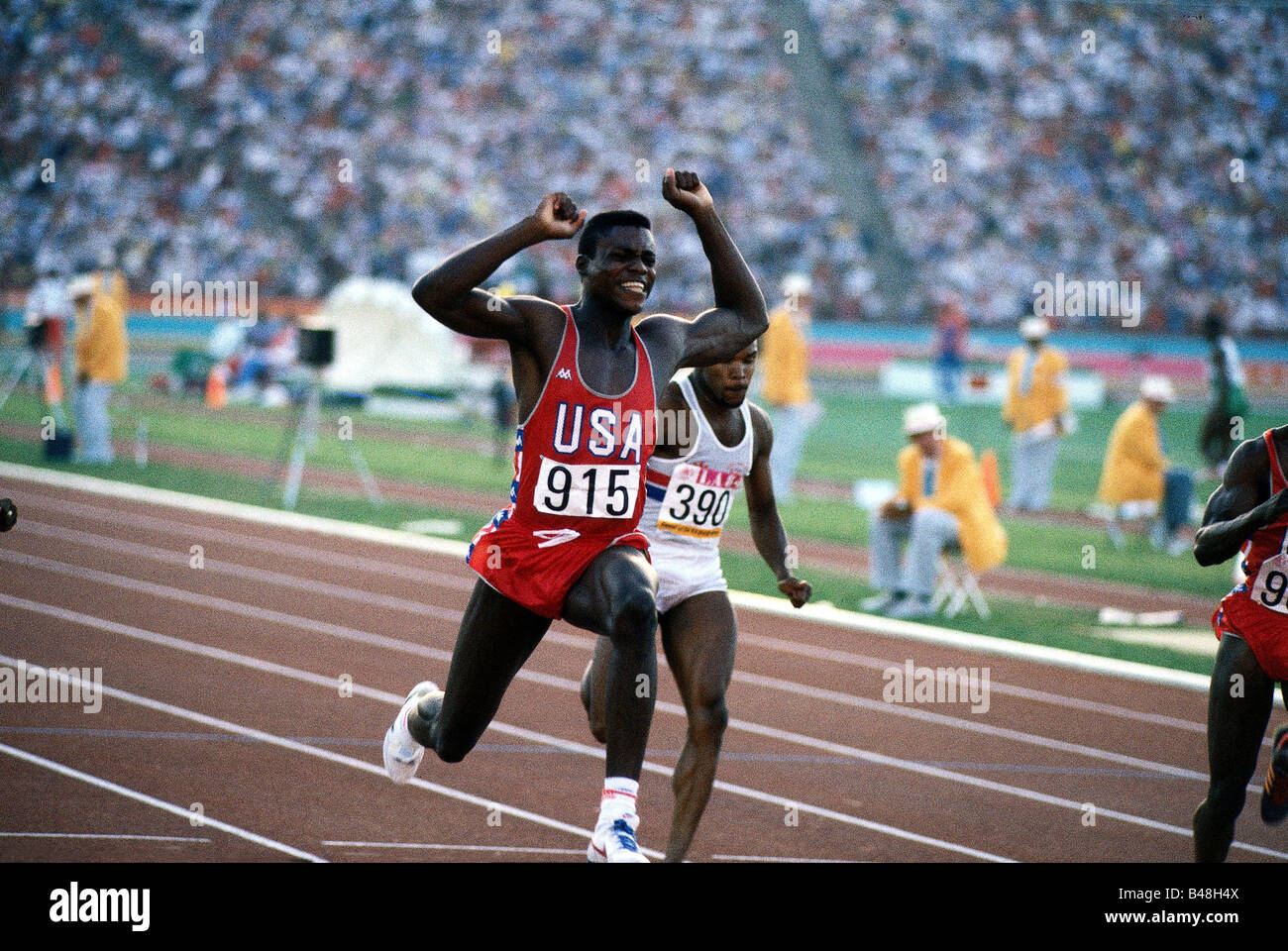 Lewis, Frederick Carlton 'Carl', * 1.7.1961, atleta americano, atletica leggera, a tutta lunghezza, Giochi olimpici, Los Angeles, 1984, Foto Stock