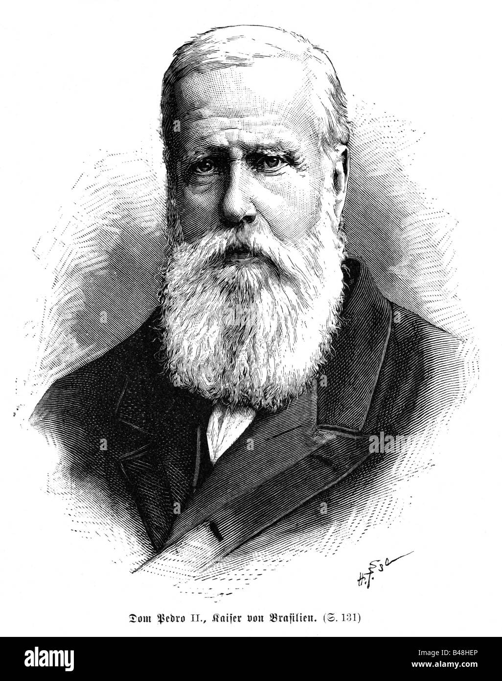 Pietro II, 2.12.1825 - 5.12. 1891, Imperatore del Brasile 7.4.1831 - 15.11.1889, ritratto, incisione, 1888, Dom Pedro, Braganza, 19th secolo, SOAM, , Foto Stock