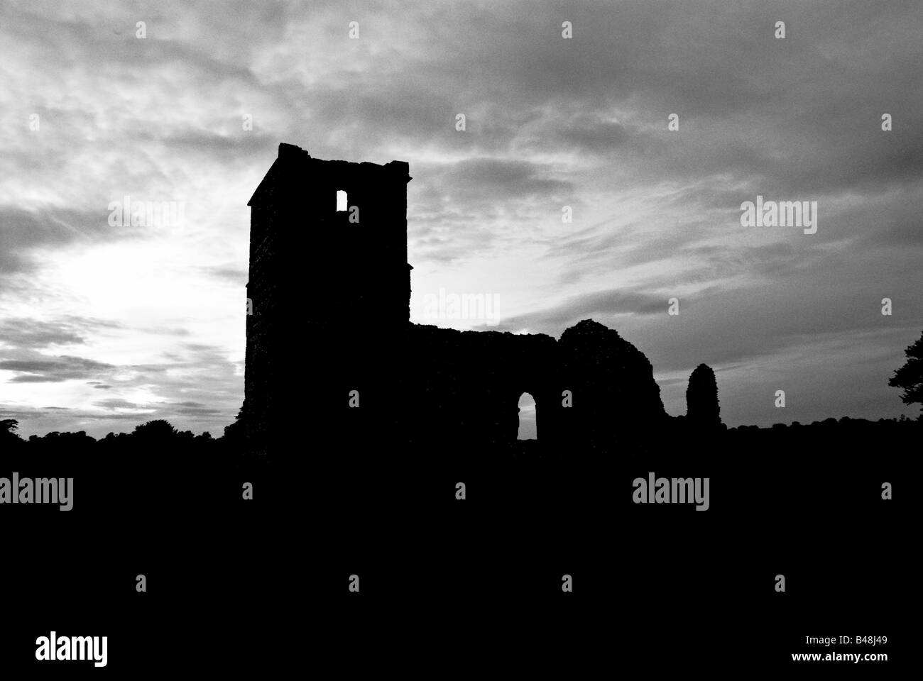 Knowlton Chiesa di notte Foto Stock