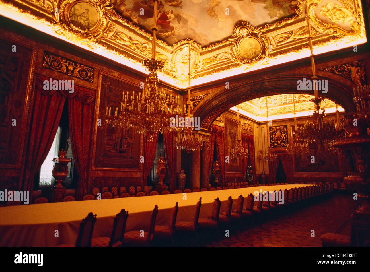 Spagna - Madrid - 'Palacio Real' - Royal Palace - sontuosa - Membro Sala da Pranzo Foto Stock