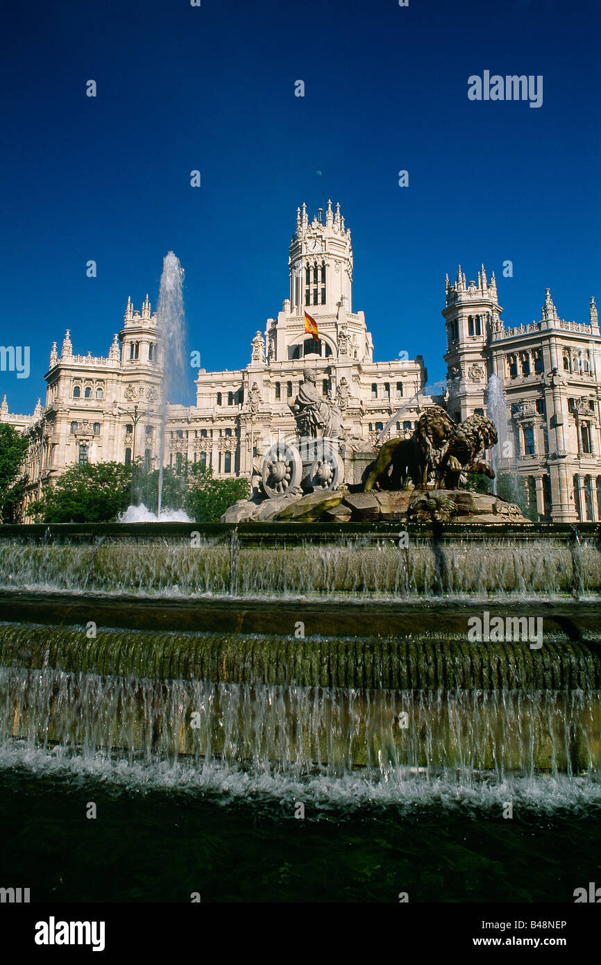 Spagna - Madrid - Plaza de las Cibeles - e - la fontana della Cibeles - - Palazzo delle comunicazioni Foto Stock