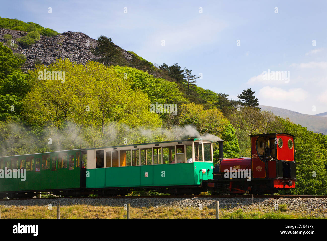 Narrow Guage Railway Llanberis Snowdonia nel Galles Foto Stock