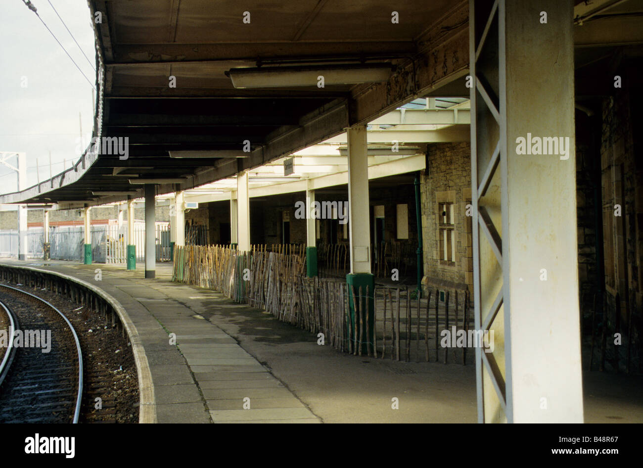 Carnforth stazione ferroviaria, piattaforma, NW Lancashire Foto Stock