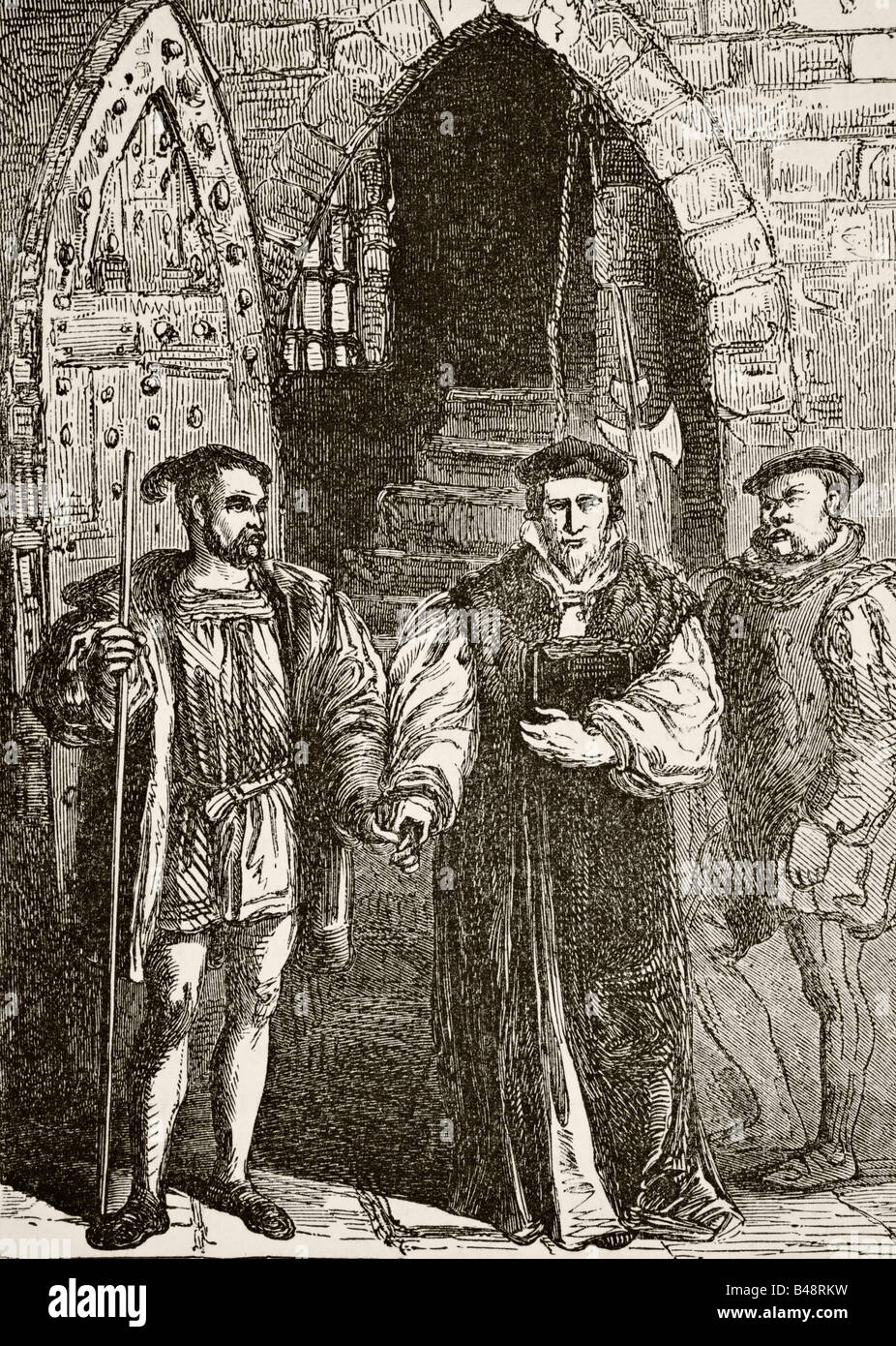 Il Cardinale John Fisher, dal 1469 al 1535 circa, lascia il campanile sulla via dell'esecuzione. Foto Stock