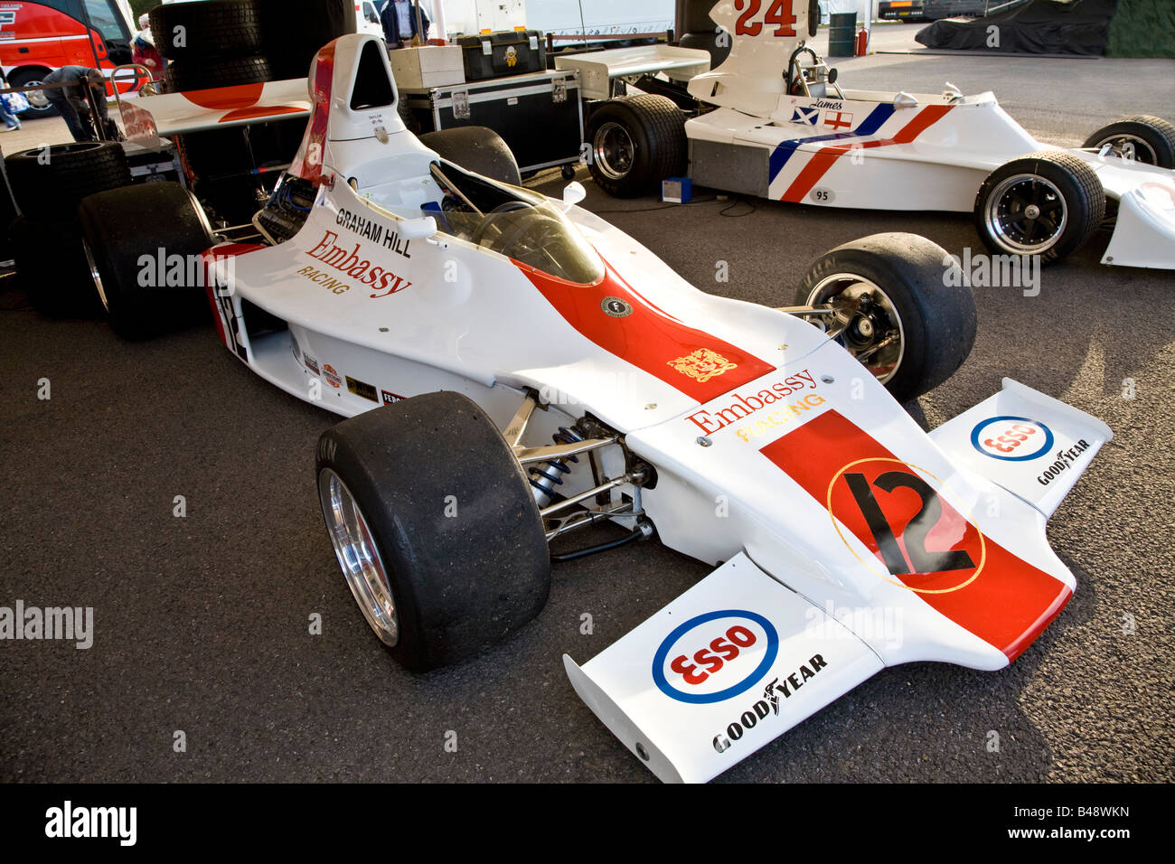 1973 Shadow-Cosworth DN1 una vettura di Formula 1 di Graham Hill nel paddock di Goodwood Festival of Speed, Sussex, Regno Unito. Foto Stock