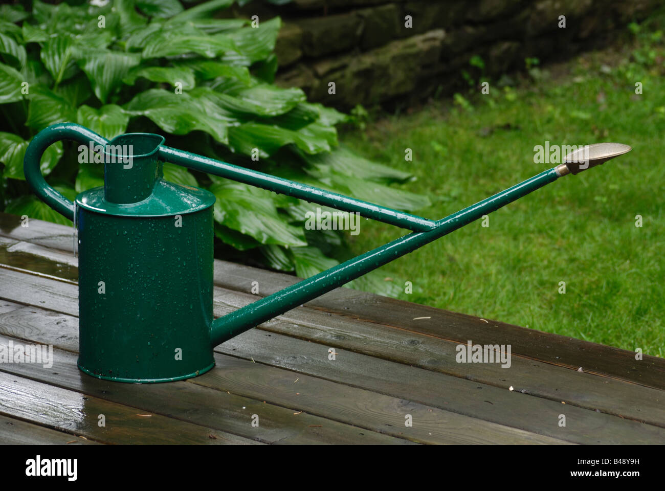 Brevettata nel 1885 dall'inglese John Haws, la bomboletta da irrigazione britannica Haws è considerata uno degli attrezzi da giardino migliori al mondo. Foto Stock