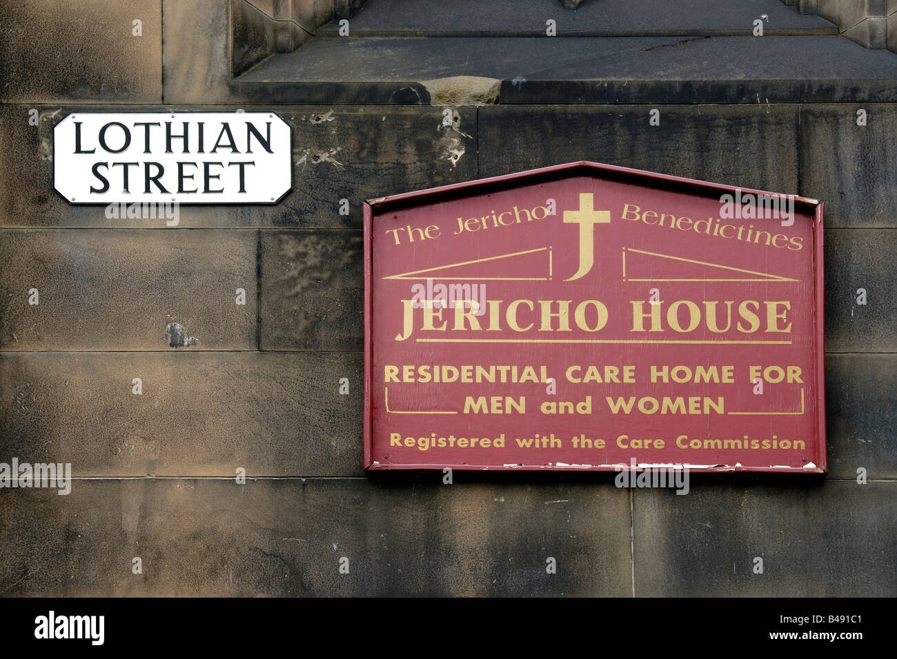 Edinburgh Fringe Festival, sito di Gerico Benedettini House La casa di cura per le donne e gli uomini un punto di riferimento su Lothian Street Foto Stock