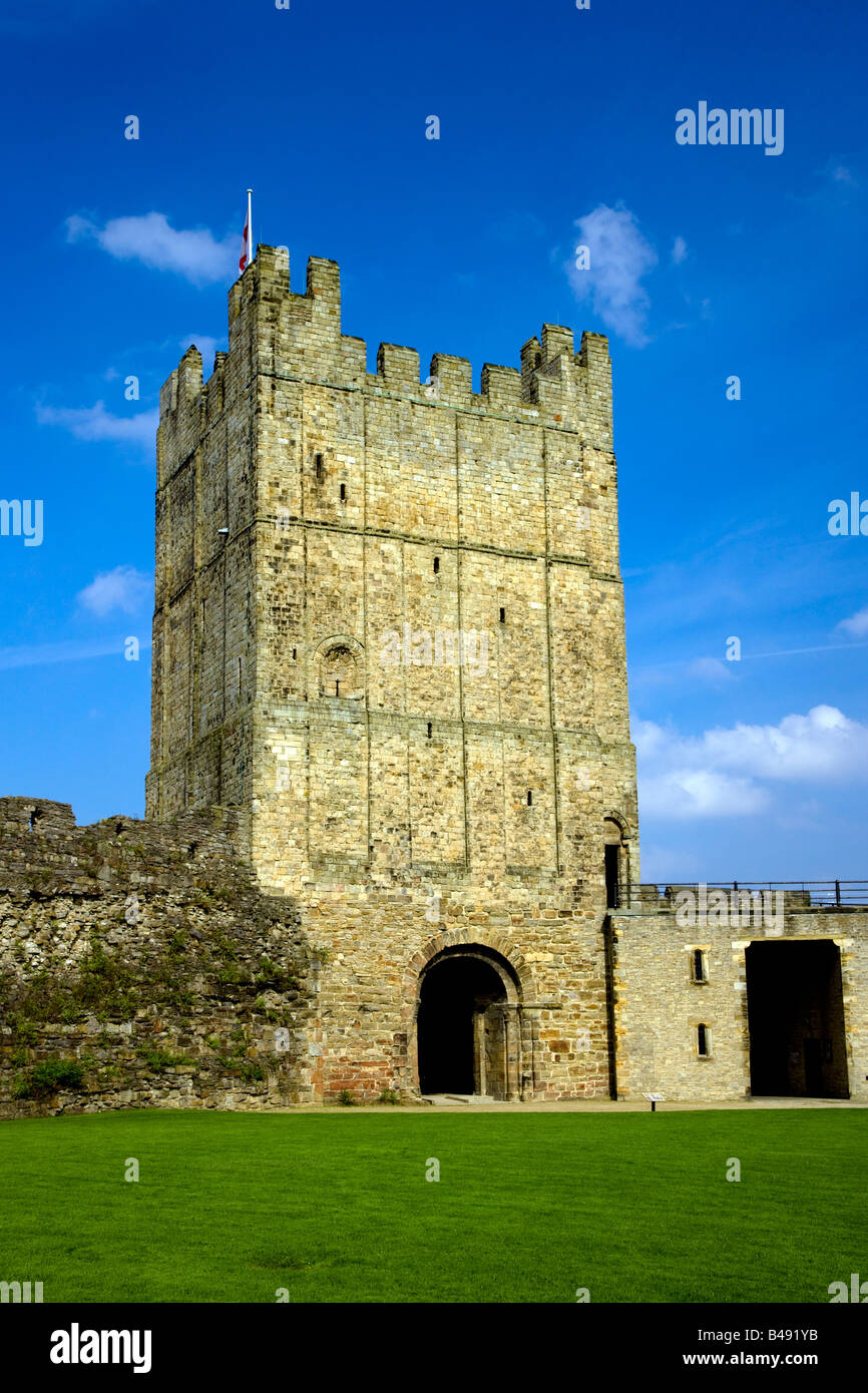 Richmond Castle mantenere Richmond North Yorkshire Foto Stock